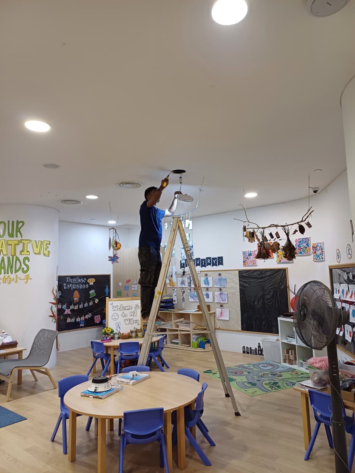 Classroom ceiling light replacement
